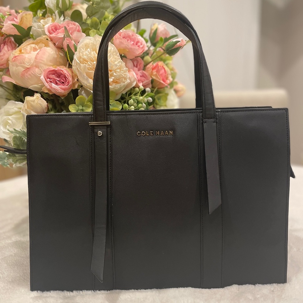 Cole Haan Black Leather Satchel Bag